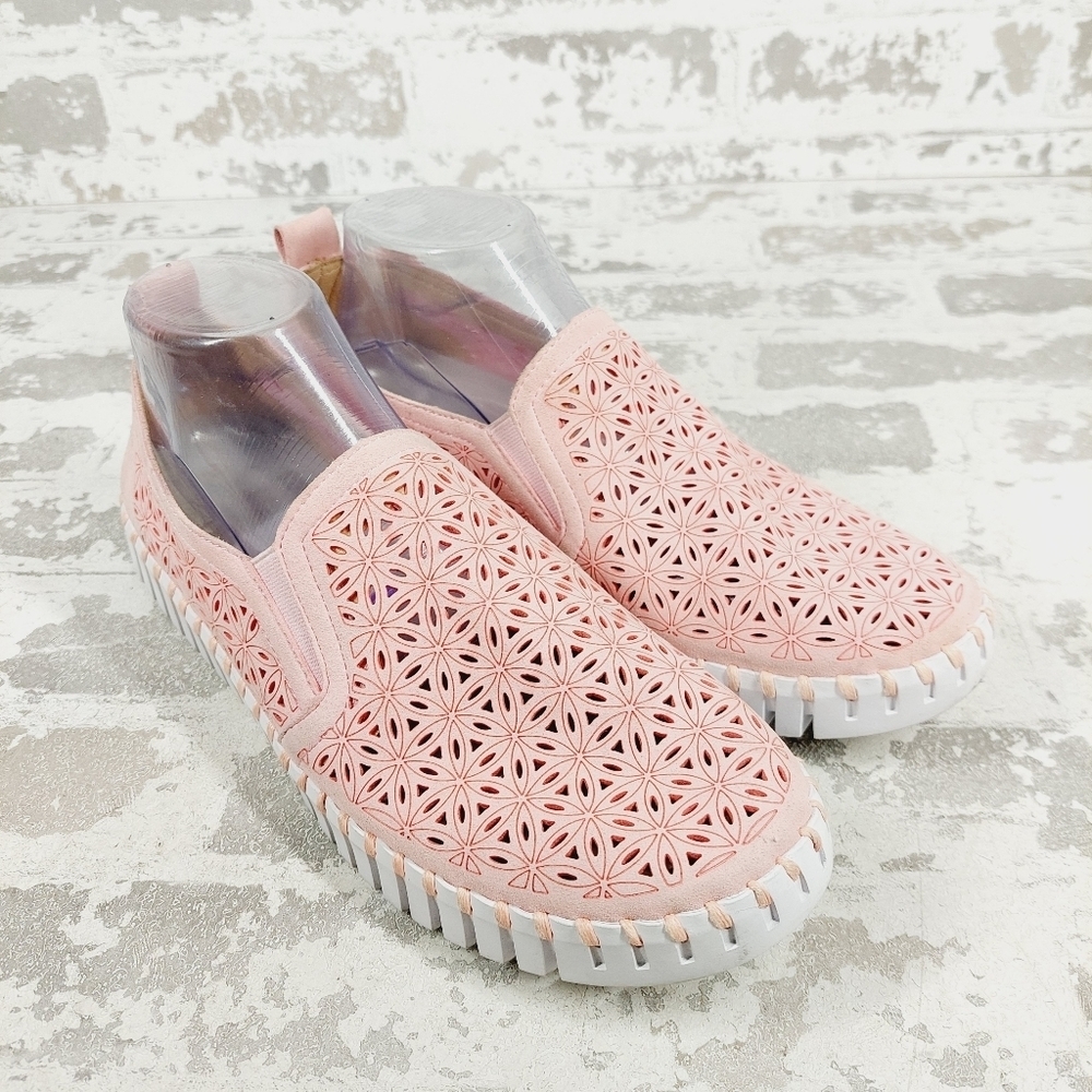 New Ilse Jacobsen Tulips ADOBE ROSE Leather Cut Out Flat Sneakers W436 - Picture 4 of 11